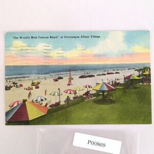 World's Most Famous Beach Daytona FL 1940s Linen Postcard Ellinor Village 1953